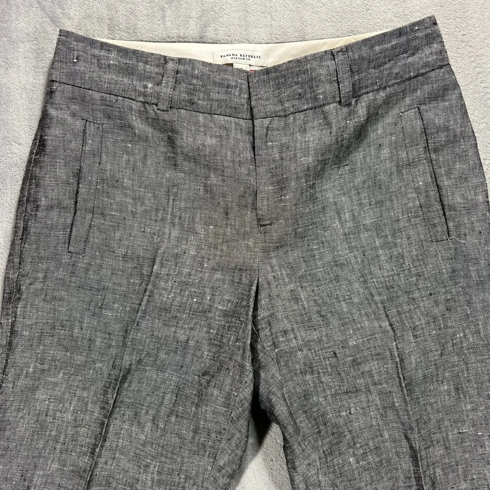 BANANA‎ REPUBLIC Jackson Fit Pants Womens 6 Grey Good 100 Linen Summer 2011